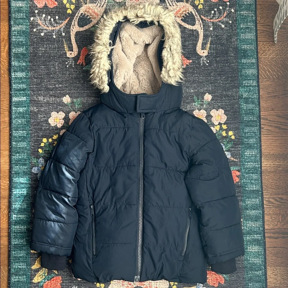 Abercrombie Ultra Collection Navy Blue Puffer Parka with Hood, Size 5/6